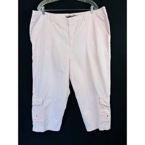 Havana Jack’s Women's Cargo Pants Capri Pale Pink 22W Plus Cotton Beach Travel
